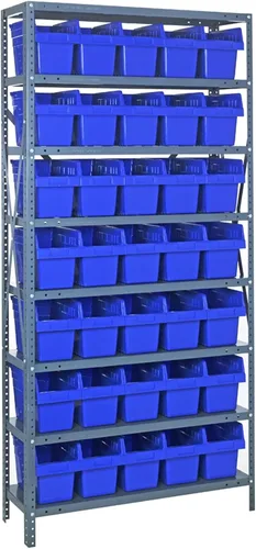 Vista 239 de Quantum QSBU-245BK Heavy Duty Shelving Unit with (7) Shelves and (24) QUS245 Black Bins for Garage Warehouse Storage Distribution 400 lb Load