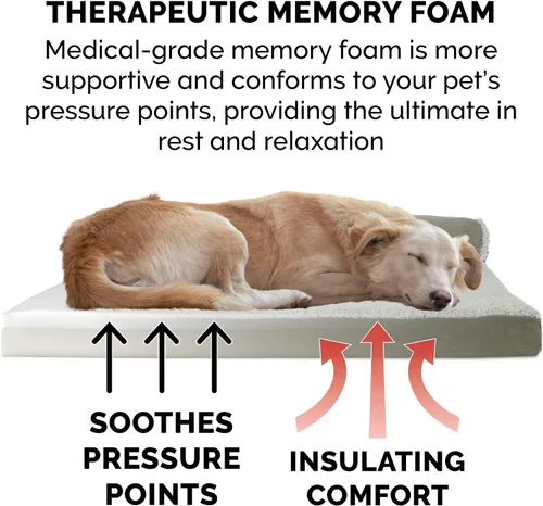 Vista 5 de Furhaven Cama para Perros de Espuma Viscoelástica para Perros Medianos/Pequeños con Refuerzos Extraíbles y Funda Lavable, Para Perros de Hasta 35