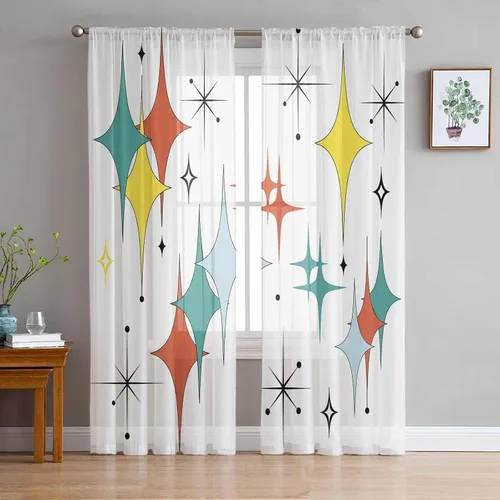 Vista 11 de Cortinas Traslúcidas Florales Elegantes de 63 Pulgadas de Largo, Juego de 2 Paneles para Sala de Estar/Dormitorio, Cortinas Semi Transparentes