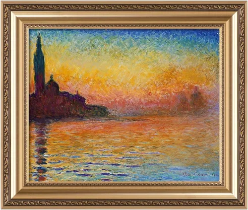 Vista 133 de IPIC - Reproducción artística de los lirios de agua de Claude Monet 1906, impresiones giclée coinciden con el marco dorado clásico, arte de pared