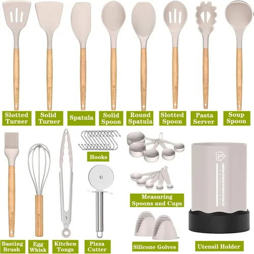 Vista 2 de Fungun - Juego de utensilios de cocina de cocina, 35 piezas, utensilios de cocina antiadherentes, juego de espátula, juego de utensilios de cocina