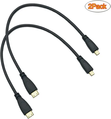 Vista 3 de Seadream Paquete de 2 cables adaptadores de conector micro HDMI tipo D macho a mini HDMI tipo C macho (1 pie 2 unidades)