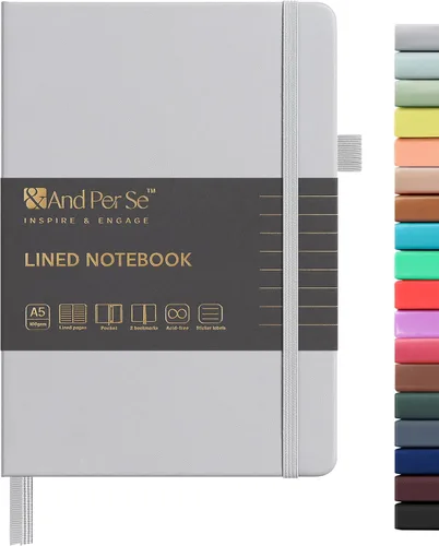 Vista 28 de ⩓ Per Se Cuaderno de Diario con Líneas (3 Paquetes), 160 Páginas Papel Grueso 100GSM, A5 Tapa Dura Cuadernos con Rayas Universitarias para Escribir