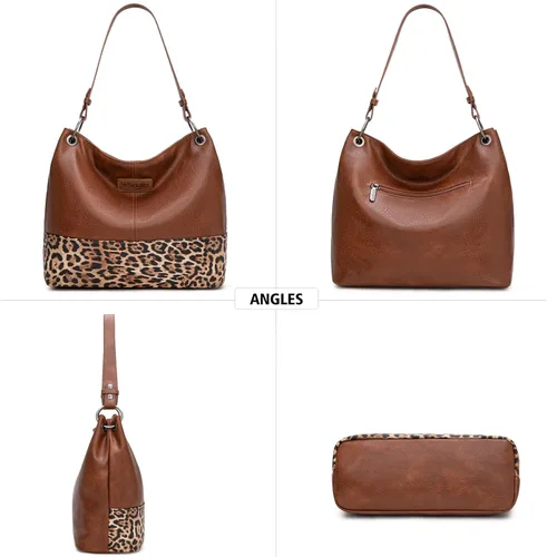 Vista 12 de Wrangler Hobo - Bolsas para mujer de cuero vegano con asa superior, bolsos de hombro y bolsos