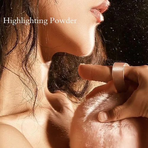 Vista 4 de Resaltador en polvo de maquillaje, resaltador facial con purpurina corporal, melocotón brillante, bola de polvo, resaltador facial multiuso, brillo