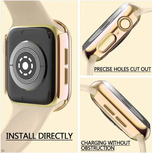 Vista 4 de Paquete de 2 fundas rígidas para Apple Watch Series 6 5 4 /SE 2/SE 3 Dorado + oro