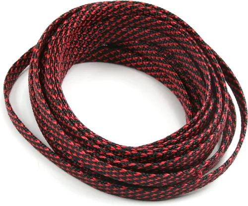 Vista 11 de Bettomshin 1 funda de organización de cables de 3.28 pies (3.3 ft), protector de cable PET negro y rojo, protector de cable PET de 0.98 pulgadas