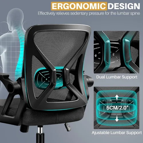 Vista 5 de FelixKing Silla de Oficina - Silla de Escritorio Ergonómica de Malla Transpirable con Ruedas y Soporte Lumbar, Sillas de Oficina para el Hogar