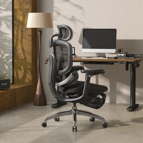 Vista 9 de SIHOO Silla ergonómica de escritorio de oficina, soporte adaptativo de Negro