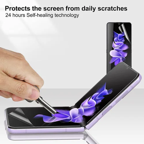 Vista 2 de Protector de pantalla de hidrogel de alta sensibilidad para Samsung Galaxy Z Flip 6/Z Flip 7 FE, 2 piezas mejoradas de TPU suave transparente