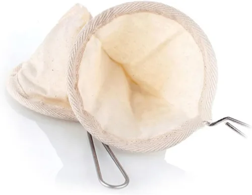 Vista 4 de Bolsa de filtro de café reutilizable, tela de franela, colador de té y café con mango de acero inoxidable para cafetera, accesorios para cafeteras