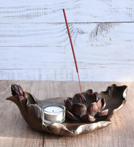 Vista 8 de Ebros Gift Zen Garden Buddha Padma Lotus Incienso Sticks Quemador y Vela Votiva Vela Estatuilla Feng Shui Budismo T-Lite