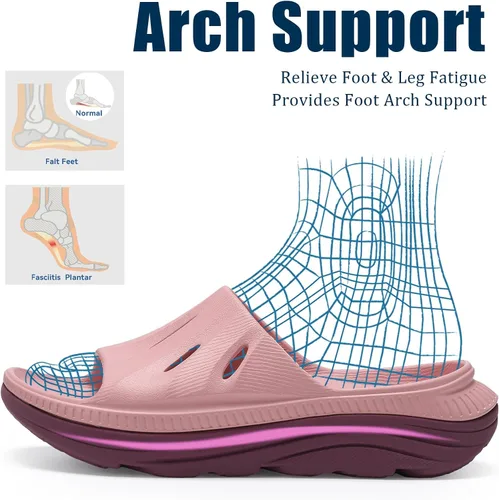 Vista 2 de Womens Recovery Sandals Mens Comfortable Athletic Slides Thick Cushion Lightweight Plantar Fasciitis Sport Sliders of Indoor Outdoor,Arch Support