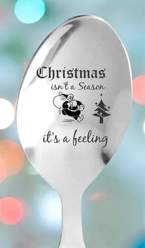 Vista 3 de Regalo navideño para mamá, papá, compañero de trabajo, amigos, hijo, hija, regalo de cuchara hermosa grabada para Navidad, relleno de calcetín