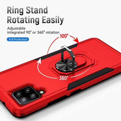 Vista 6 de Funda para Samsung Galaxy A42 5G con anillo de soporte, resistente protección de grado militar a prueba de golpes para Galaxy A42 5G (rojo)