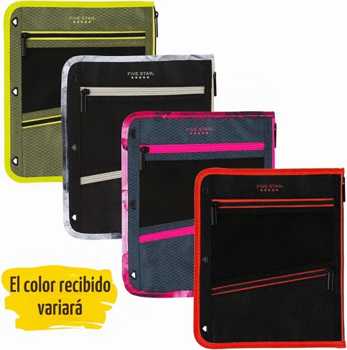 Vista 2 de Five Star Bolsa con cierre, bolsa para lápices, estuche para lápices, se adapta a carpetas de 3 anillos, el color puede variar (50642)