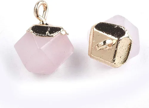 Vista 7 de KISSITTY 20 dijes de amazonita natural galvanizados con piedras preciosas cuadradas facetadas de 11-0.472x0.315 in con hallazgos de hierro dorado
