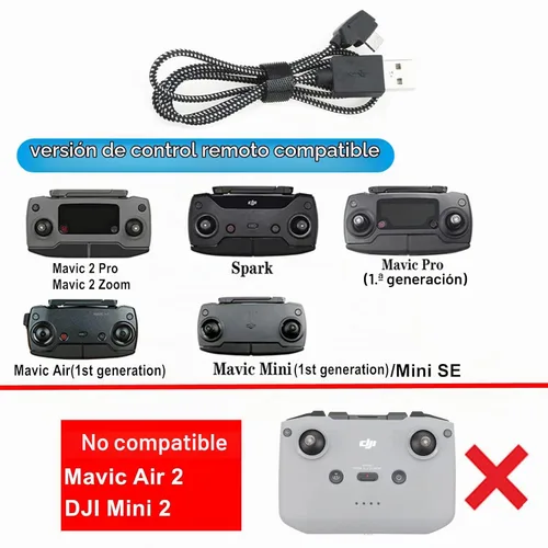 Vista 2 de Hanatora Cable de carga USB para mando a distancia para DJI Mavic 2 Pro Zoom, Mavic Mini, SE, Mavic Pro, aire, Spark Drone, accesorios de control
