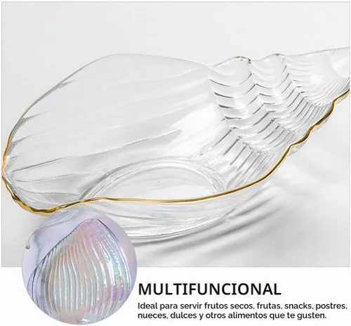 Vista 8 de DOITOOL Plato de ensalada de cristal con concha de mar, plato de sushi, plato de postre para aperitivo, plato de frutas, platos para servir