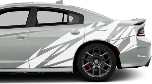 Vista 5 de Calcomanías de vinilo con gráficos laterales con patrón geométrico compatibles con Dodge Charger (negro)