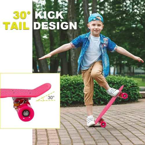 Vista 3 de SISIGAD Monopatín para niños – Monopatín para principiantes de 22 pulgadas para niños y niñas – El mejor regalo para edades de 4 a 6 / 6 a 12 años
