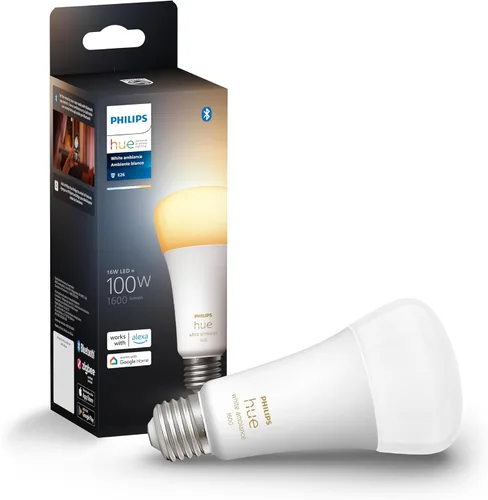 Vista 9 de [Usado] Philips Hue Bombilla LED inteligente A21 de 100 W, luz blanca cálida suave, 1 paquete, 160 lúmenes, E26, interior, control con aplicación