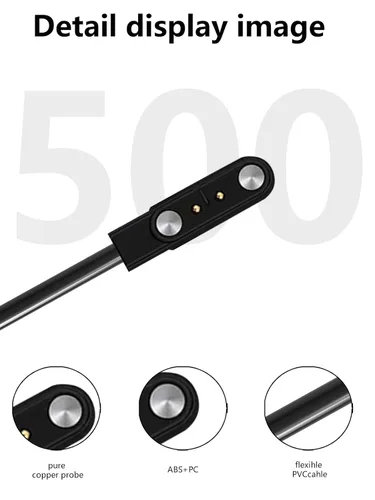 Vista 6 de [Paquete de 2] para Nelpor G104 Multi Sport Smartwatch Cable de carga USB magnético, cargador de cable de 2 pines para reloj inteligente.