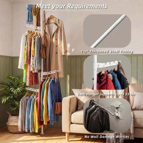 Vista 3 de Estante de secado de ropa para interiores que ahorra espacio para apartamentos pequeños, estante de ropa plegable de almacenamiento de 5 niveles