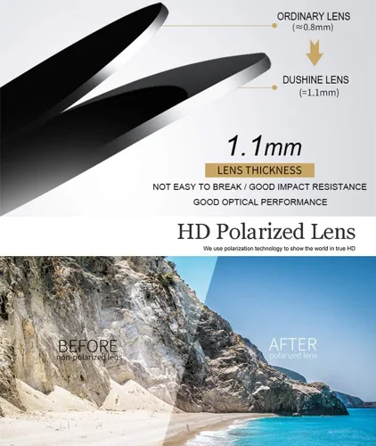 Vista 5 de DUSHINE - Gafas de sol polarizadas para hombre y mujer, doble puente, redondas, 100% protección UV