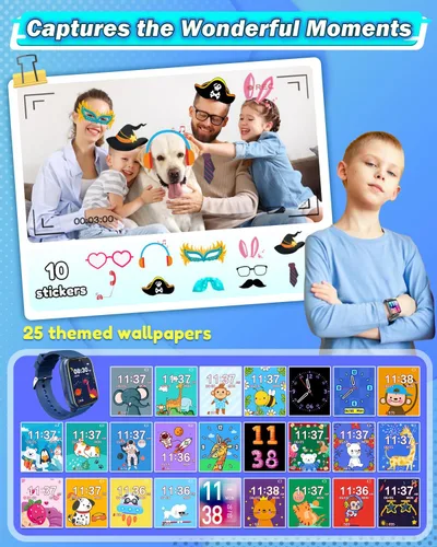 Vista 5 de Sueseip Reloj para Niños Juguetes para Niños de 6 a 8 años, pantalla táctil HD, doble cámara, reloj inteligente para niños de 5 a 7 años, juguetes