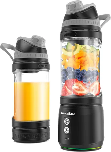 Vista 16 de Licuadora portátil exprimidor personal para batidos batidos con mango oculto 16 Oz Electric Protein Shaker Bottle, USB-C Rechargeable, Mini Small