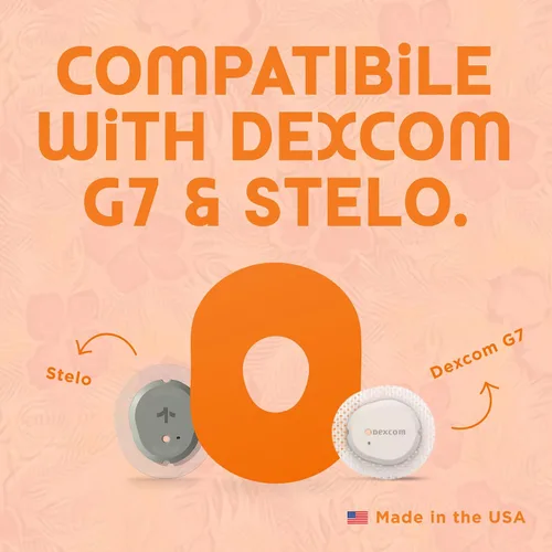 Vista 6 de ExpressionMed - Parches adhesivos para Dexcom G7 y Stelo (paquete de 5) - Estilo mini, impermeable y resistente al sudor, cubiertas de sensor que