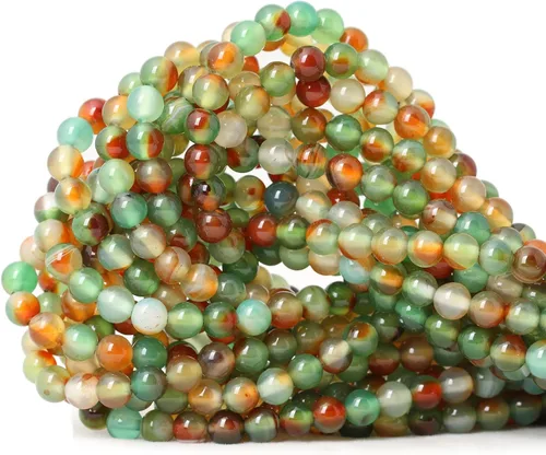 Vista 59 de Cuentas redondas sueltas de ágata estilo antiguo vena de dragón de 6mm, cuentas para diseño de joyas, 60 cuentas Ágata de vena de dragón