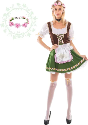 Vista 6 de Oktoberfest - Juego de disfraz para mujer diseño de rosas