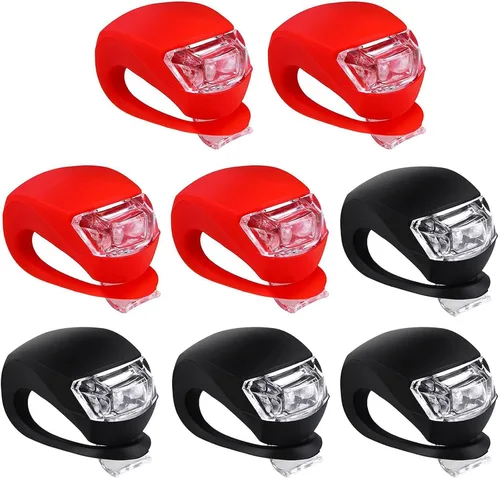 Vista 9 de Malker Luz de Bicicleta Delantera y Trasera Juego de Luces LED de Silicona para Bicicleta - Faro Delantero y Luz Trasera de Bicicleta, Impermeables