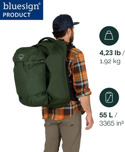Vista 2 de Osprey Farpoint - Mochila de viaje para hombre de 55 litros, color gris Tunnel Vision Tunnel Vision Gris