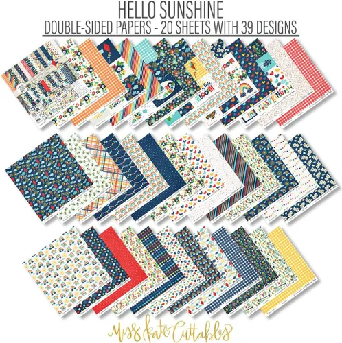 Vista 2 de Kit de papel y calcomanías – Hello Sunshine – Kit de álbum de recortes de primavera – Papel de doble cara de 12 x 12 pulgadas + calcomanías