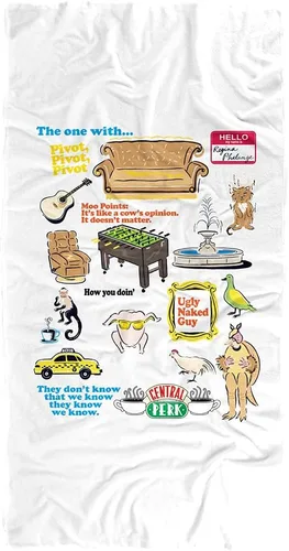 Vista 9 de LOGOVISION Toalla de playa con licencia oficial de Friends Food Pattern de 30 x 60 pulgadas