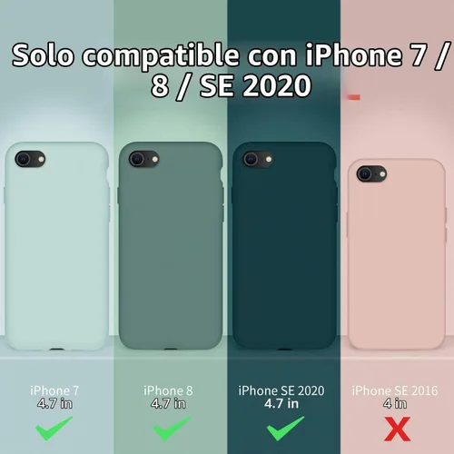 Vista 6 de Cordking Funda diseñada para iPhone SE 2022/2020, diseñada para iPhone 7 y 8, funda ultradelgada de silicona a prueba de golpes