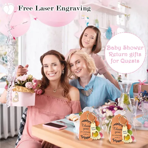 Vista 5 de 50 piezas personalizadas para baby shower, abrebotellas, llaveros de huellas, recuerdos de baby shower, regalos de devolución para invitados, vienen