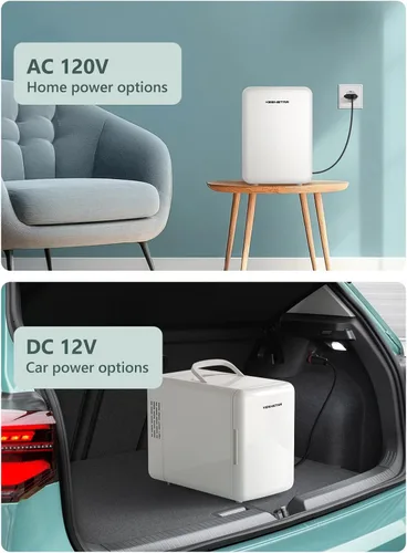 Vista 5 de KEENSTAR Mini refrigerador, mini refrigerador de 6 litros/8 latas, refrigerador pequeño de 110V AC/12V DC enfriador y calentador para dormitorio