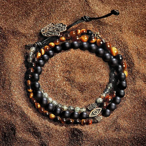 Vista 4 de KARMA AND LUCK - Men's Hamsa Buddha Wrap Bracelet Handmade in Bali