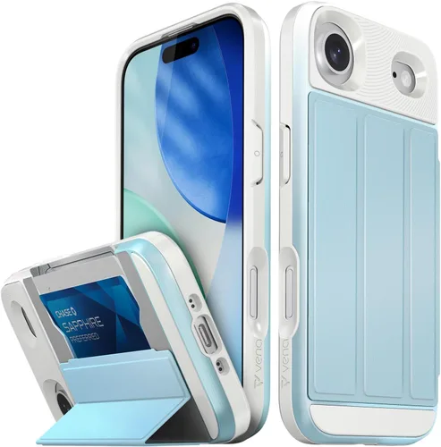 Vista 84 de VENA vCommute - Funda tipo cartera para iPhone 15, [protección contra caídas de grado militar] Funda de cuero con ranura para tarjetas con soporte