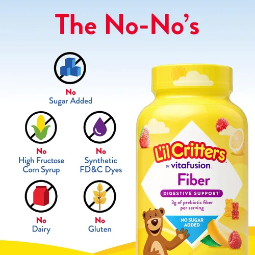 Vista 4 de Lil Critters Gomitas de fibra para niños para apoyo digestivo Sin azúcar