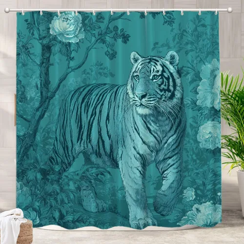 Vista 59 de Batmerry Maritime Nautical Hookless Shower Curtain with Snap in Liner Set, Anchors Ship Wheel Bath Curtain Magnetic Hem Quick-Drying Waterproof