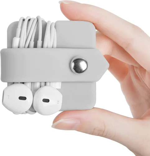 Vista 9 de Organizador de auriculares de silicona para auriculares, enrollador de cables para auriculares, organizador de cable de envoltura, enrollador