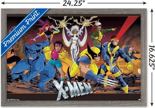 Vista 3 de Trends International Marvel Comics - Póster de pared de grupo de The X-Men, 14.725 x 22.375 pulgadas, versión enmarcada de madera de granero