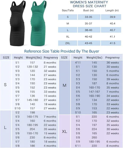 Vista 4 de Rnxrbb - Vestido de maternidad sin mangas para mujer, con cuello redondo, entallado, ropa casual de verano