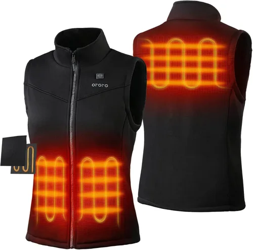 Vista 2 de ORORO Chaleco térmico para mujer con batería, chaleco eléctrico de forro polar capa base