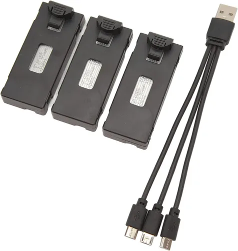 Vista 9 de FOSA Kit de batería de litio para aviones a control remoto, 3 piezas con juego de cables de carga de luz y portátil para E88 E88Pro LSE525 E525Pro